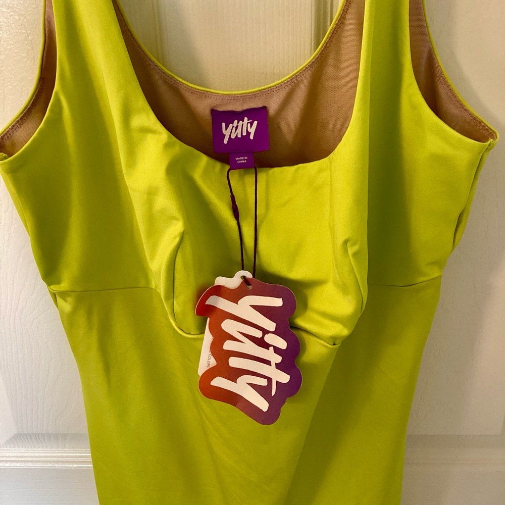 Yitty Lime Green Metallic Headliner Shaping Catsuit/Bodysuit